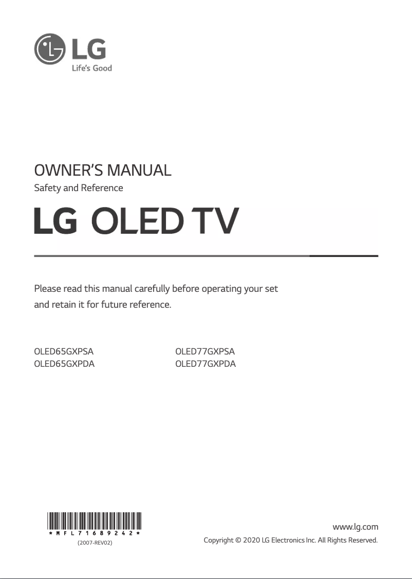 Página 1 del manual Manual de usuario LG OLED77GXPDA