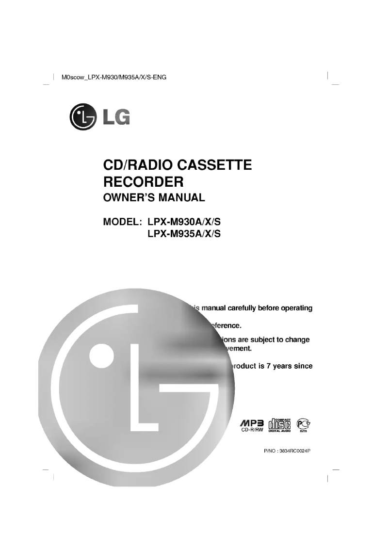 Página nº 1 - Manual de usuario LG LPX-M930X