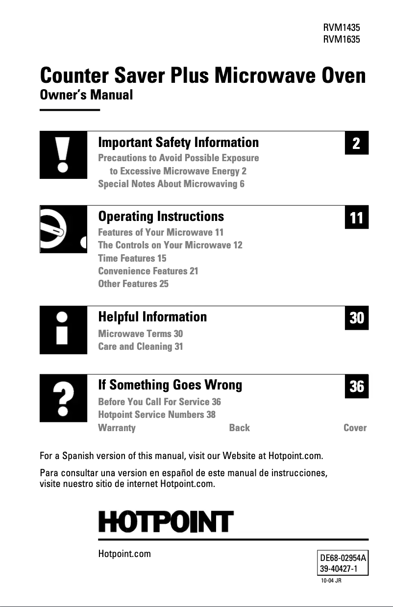Imagen de la primera página del manual del dispositivo RVM1435WJ