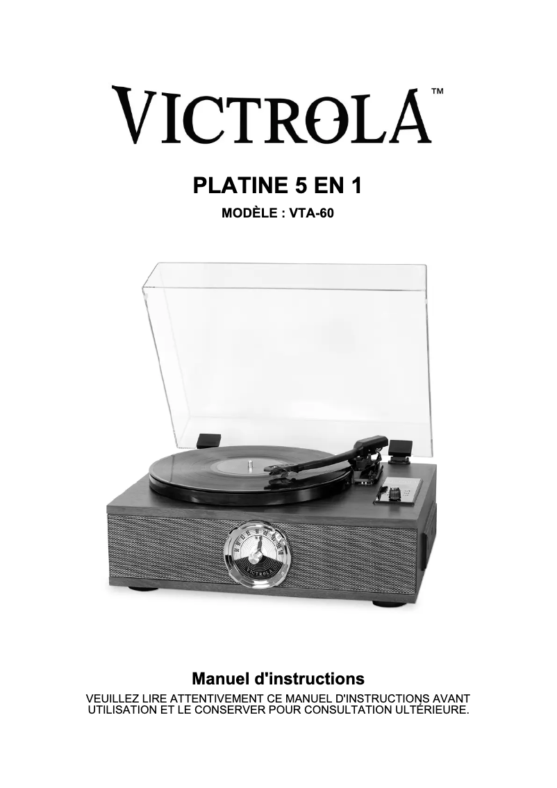 Página 1 del manual Manual de usuario Victrola VTA-60