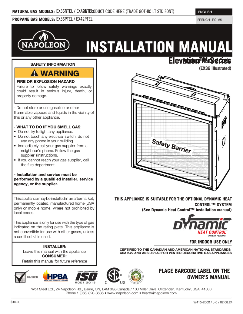 Imagen de la primera página del manual del dispositivo Elevation X 36