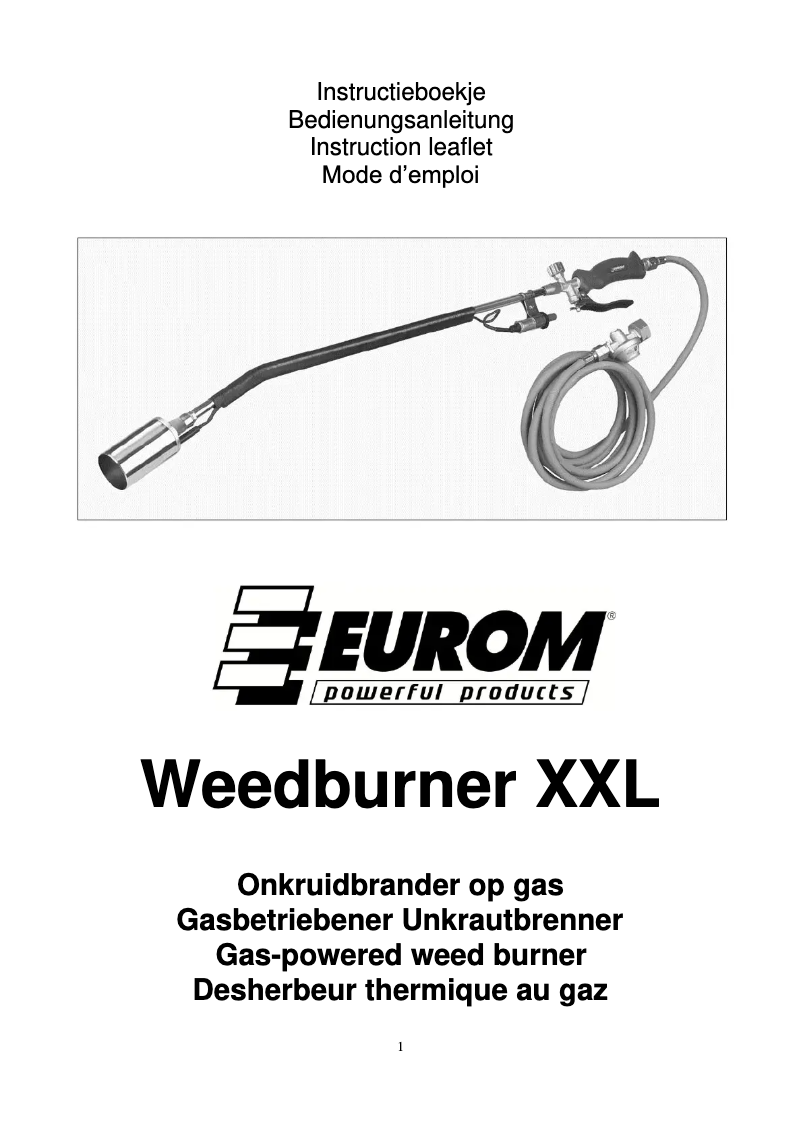Imagen de la primera página del manual del dispositivo Weedburner XXL