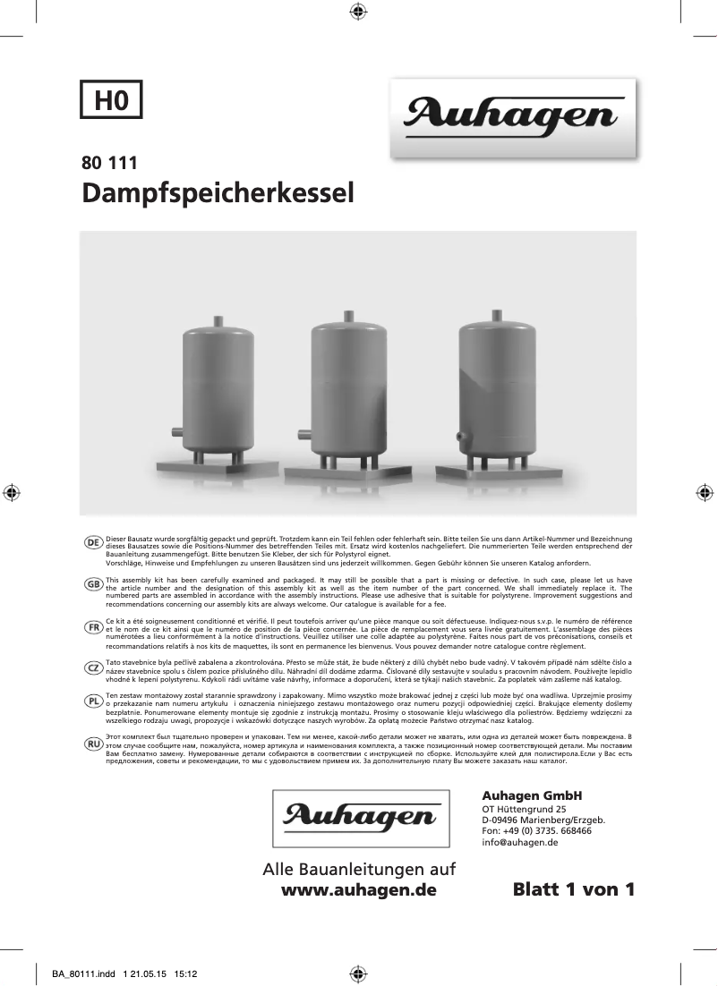 Página 1 del manual Manual de usuario Auhagen 80111