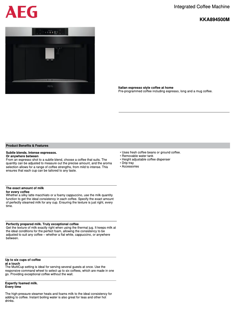 Página nº 1 - Ficha técnica AEG KKA894500M