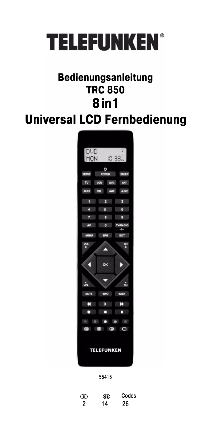 Página 1 del manual Manual de usuario Telefunken TRC 850