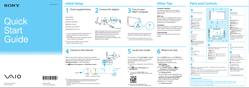 Imagen de la primera página del manual del dispositivo Vaio SVL24114FXB
