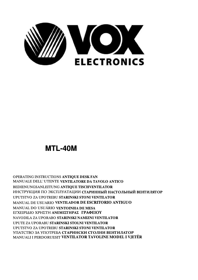 Imagen de la primera página del manual del dispositivo MTL40M