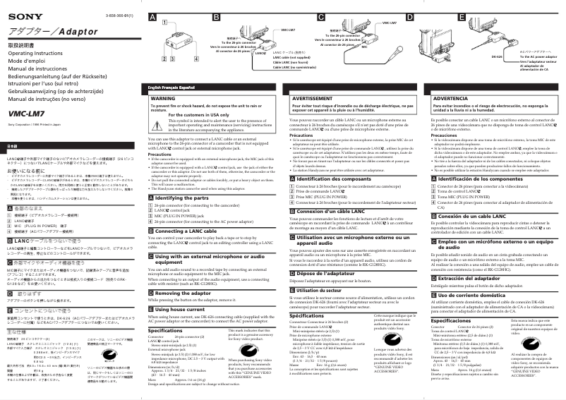 Página nº 1 - Manual de usuario Sony VMC-LM7