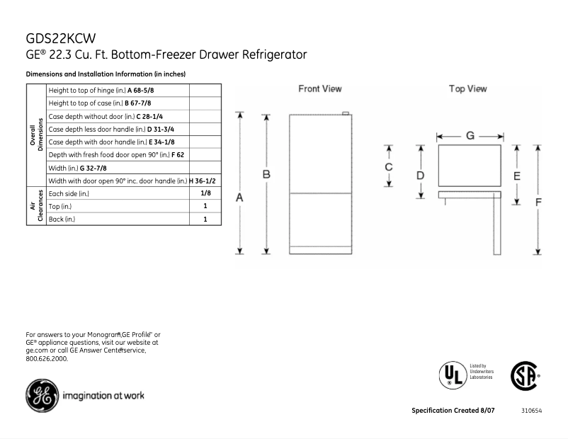 Imagen de la primera página del manual del dispositivo GDS22KCWWW