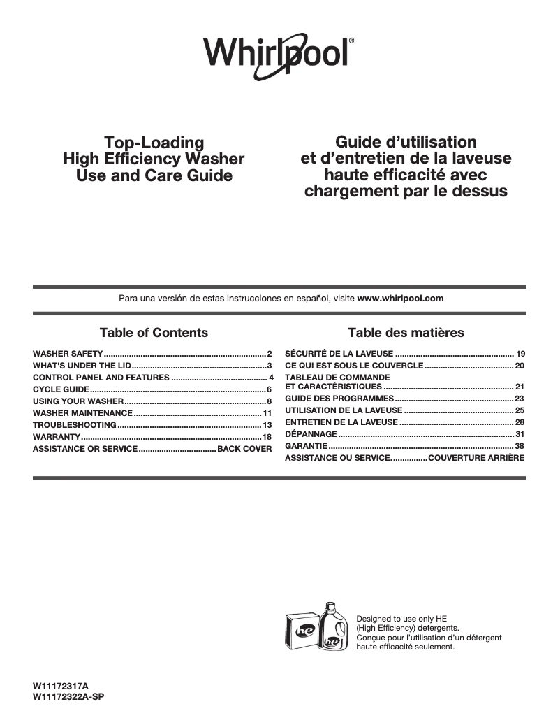 Imagen de la primera página del manual del dispositivo WTW4850HW