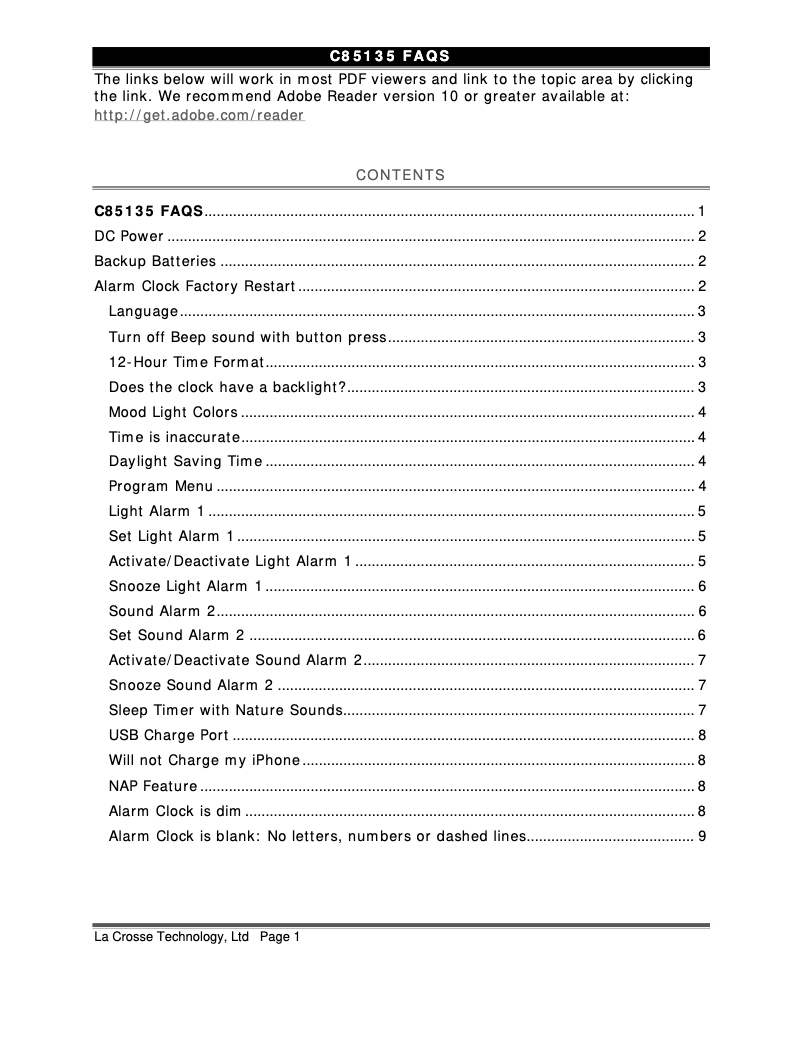 Imagen de la primera página del manual del dispositivo C85135