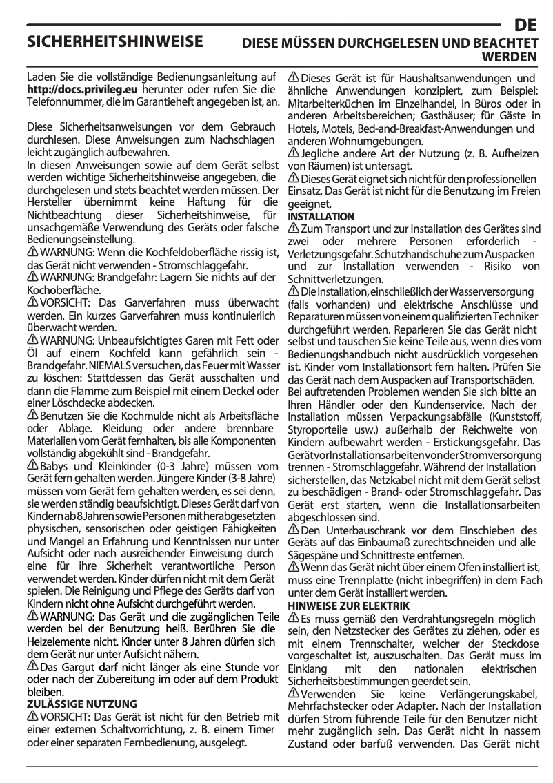 Página 1 del manual Manual de uso y mantenimiento Privileg PCTAC 7042 NE