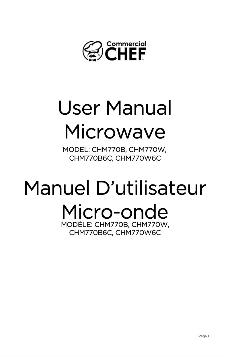 Página nº 1 - Manual de usuario Commercial Chef CHM770