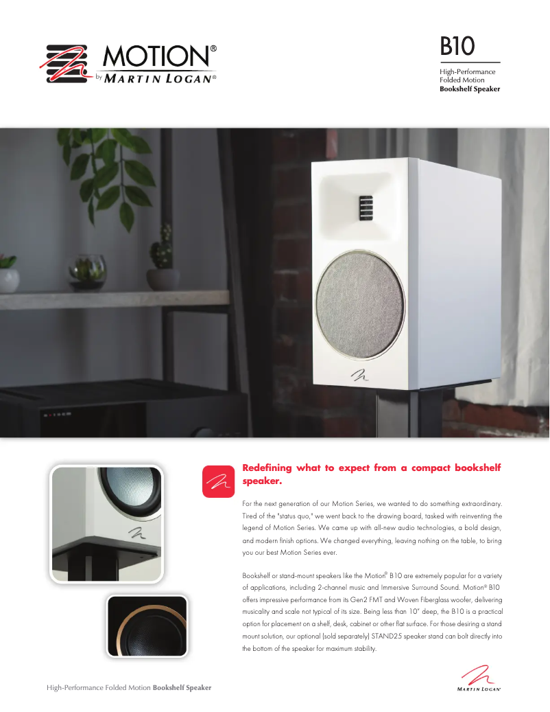 Página 1 del manual Ficha técnica Martin Logan Motion B10