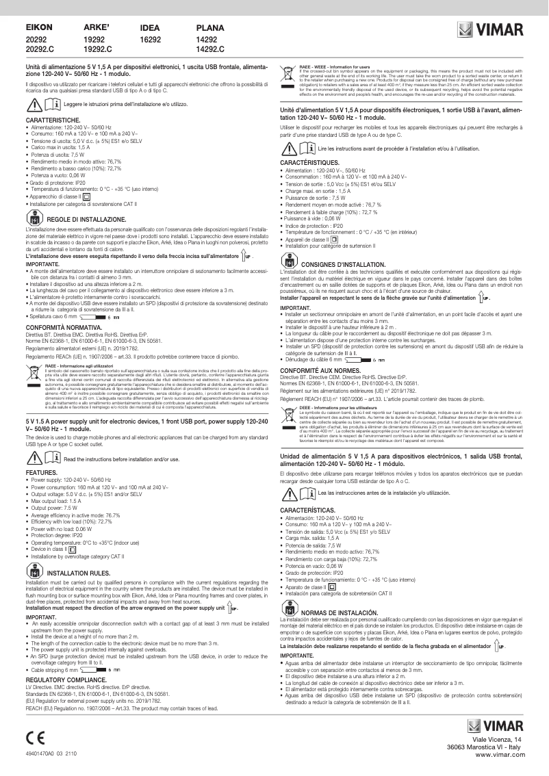 Imagen de la primera página del manual del dispositivo 19292.C