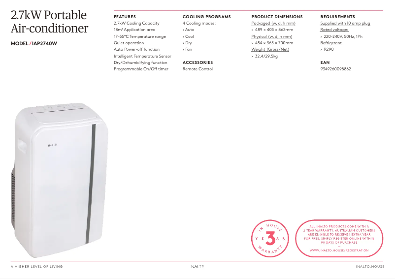 Página 1 del manual Ficha técnica InAlto IAP2740W