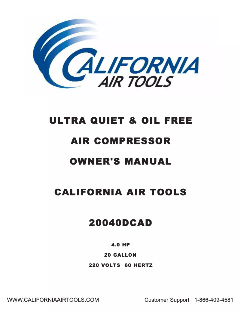 Página 1 del manual Manual de usuario California Air Tools 20040DCAD