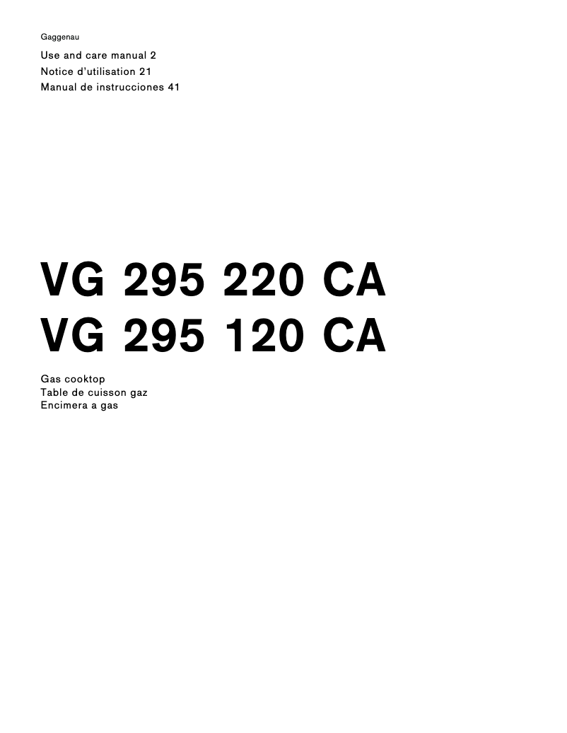 Página 1 del manual Manual de usuario Gaggenau VG295120CA