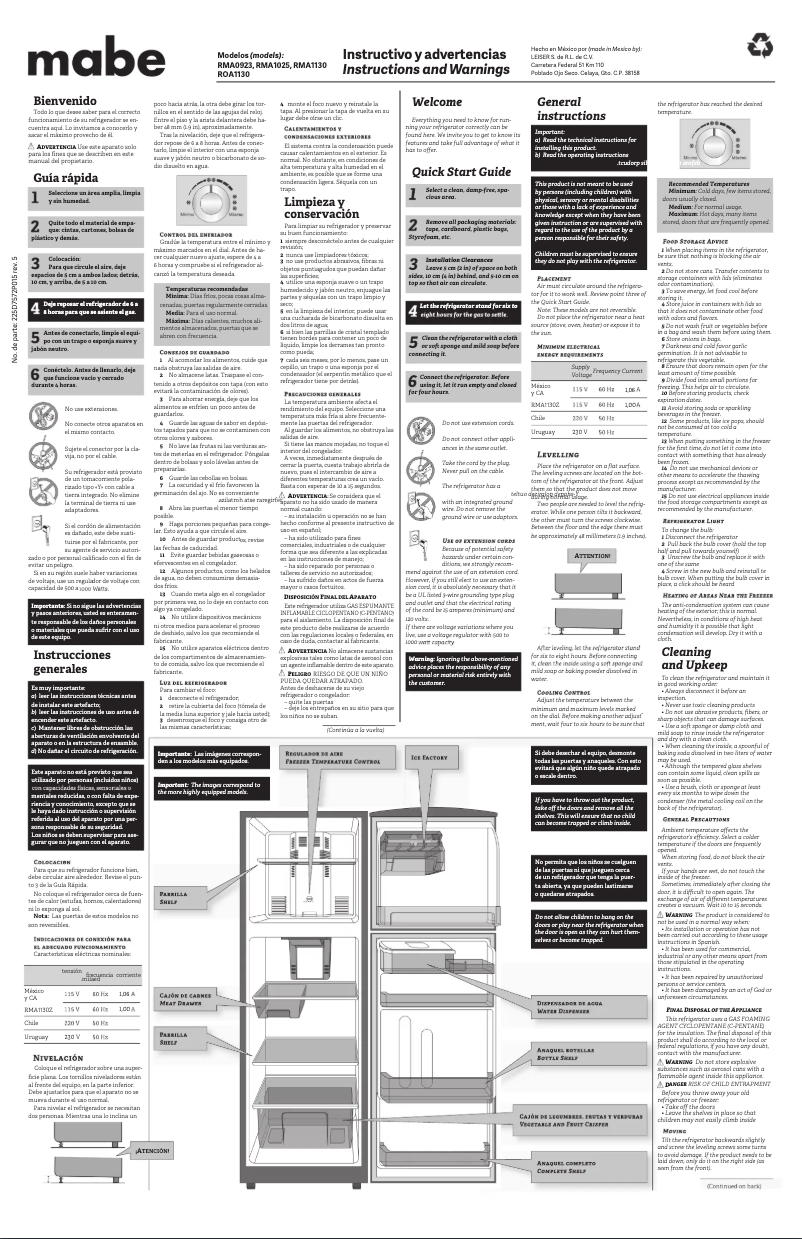Imagen de la primera página del manual del dispositivo RMA1025VMXI0