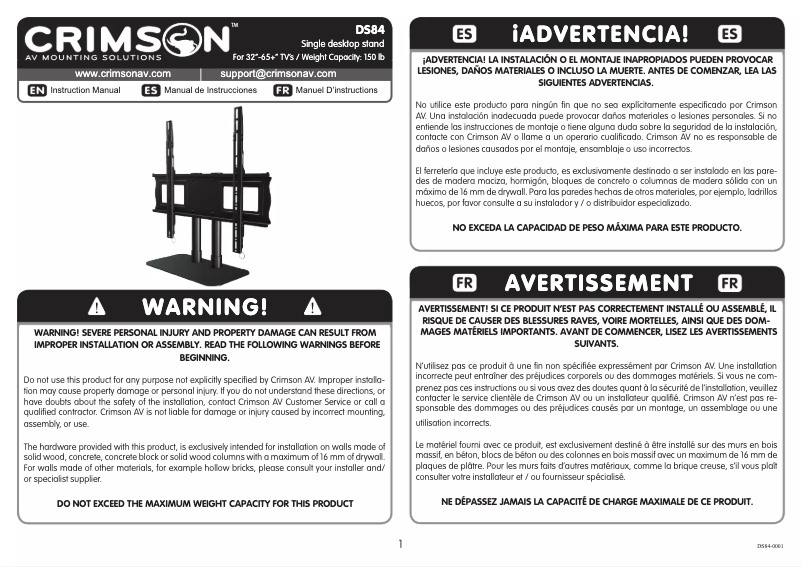 Página 1 del manual Manual de usuario Crimson DS84