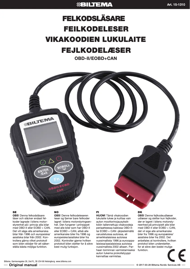 Página 1 del manual Manual de usuario Biltema 15-1310