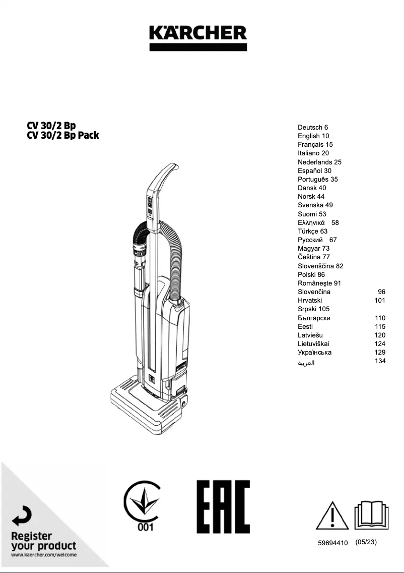 Página 1 del manual Manual de usuario Kärcher CV 30/2 Bp Adv