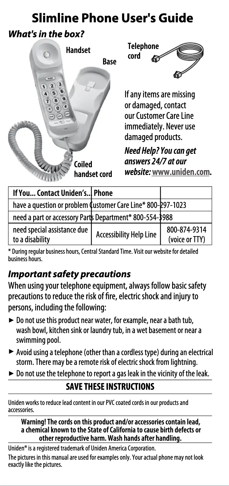 Página 1 del manual Manual de usuario Uniden CEZ202