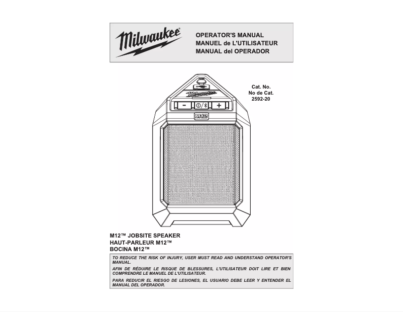 Página 1 del manual Manual de usuario Milwaukee 2592-20