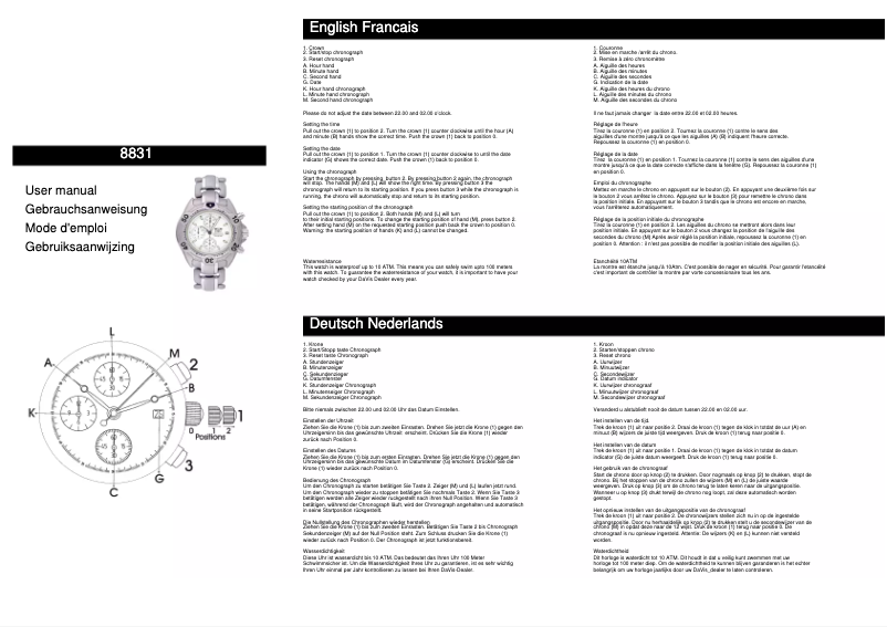 Imagen de la primera página del manual del dispositivo 8831