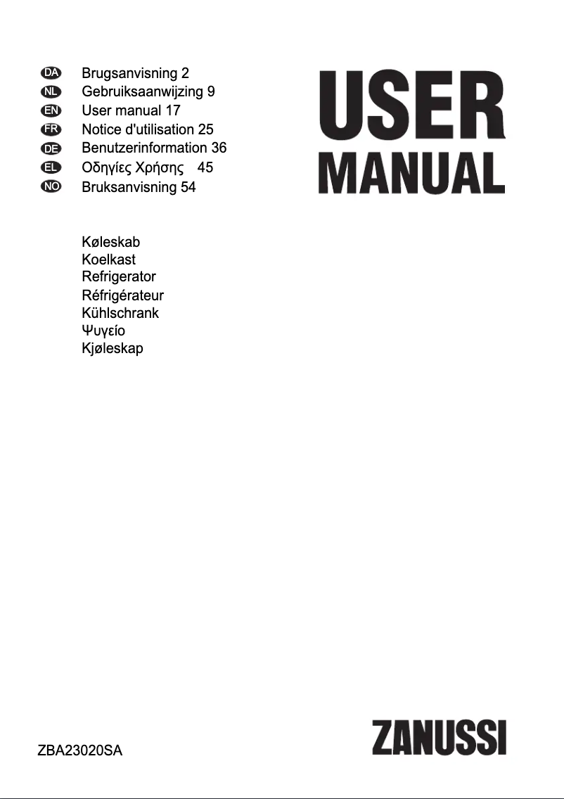 Imagen de la primera página del manual del dispositivo ZBA23020SA