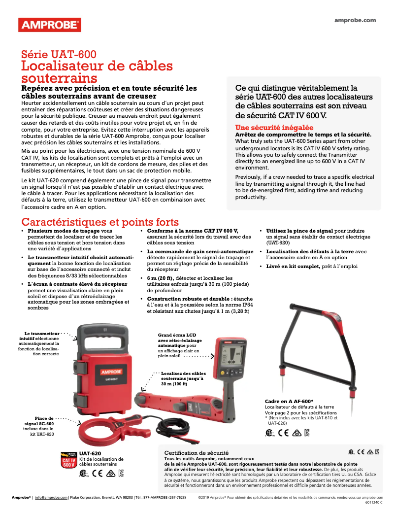 Página 1 del manual Ficha técnica Amprobe TL-UAT-600