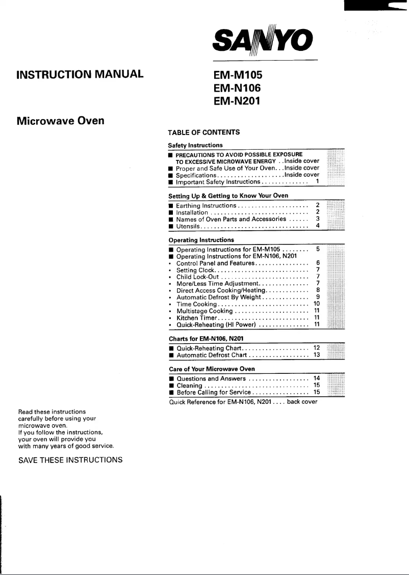 Página 1 del manual Manual de usuario Sanyo EM-M105