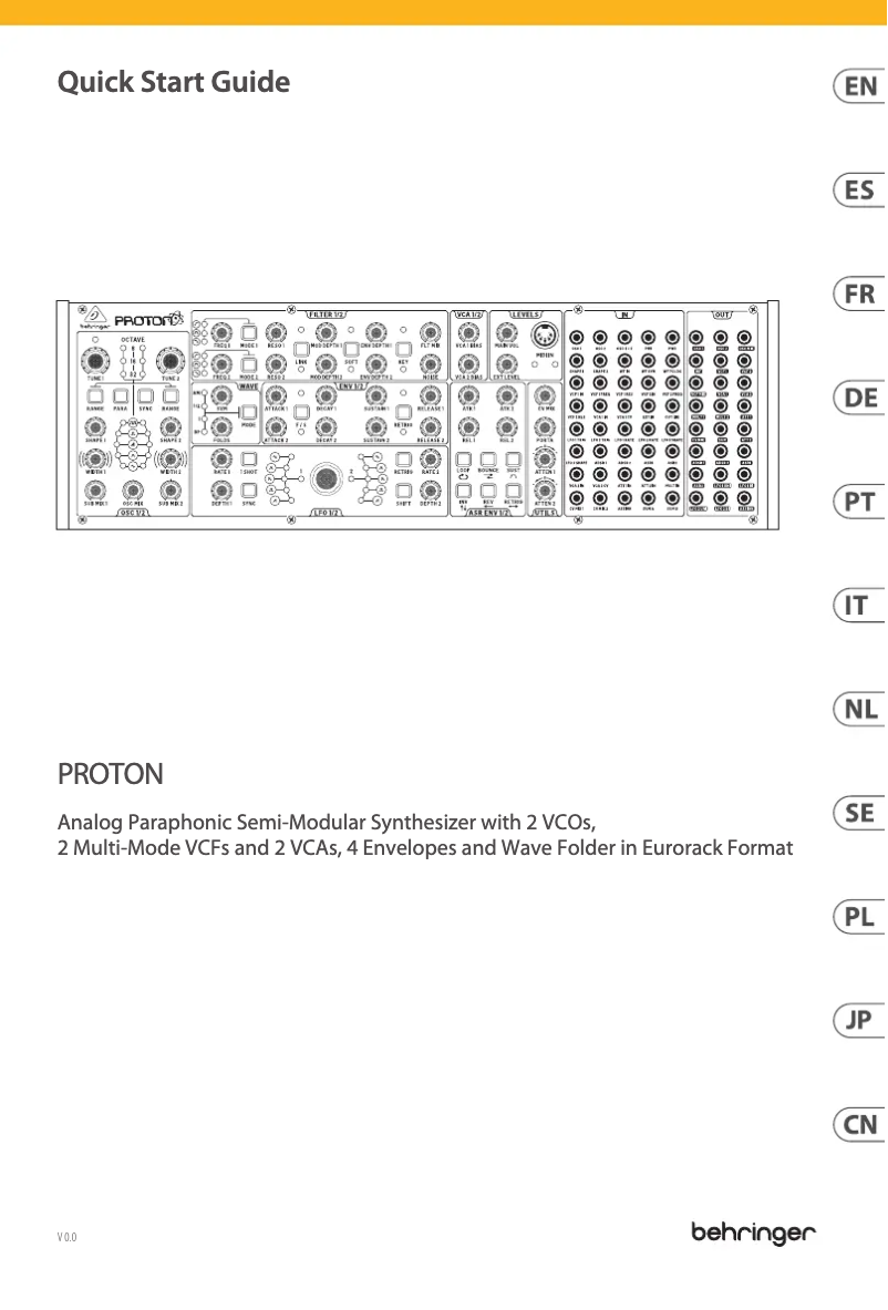 Imagen de la primera página del manual del dispositivo Proton