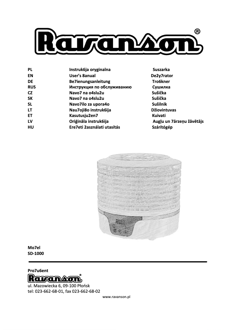 Imagen de la primera página del manual del dispositivo SD-1000