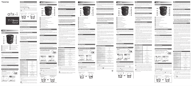 Imagen de la primera página del manual del dispositivo atx-i 11-16mm F2.8 CF