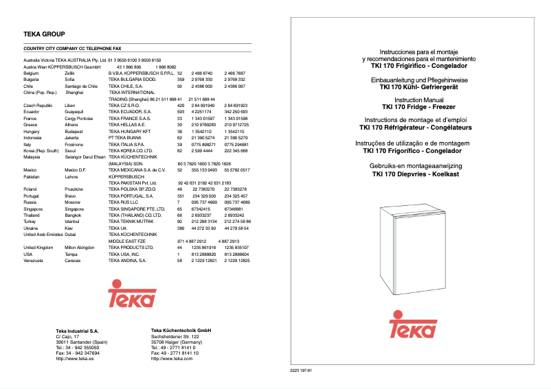 Imagen de la primera página del manual del dispositivo TKI 170