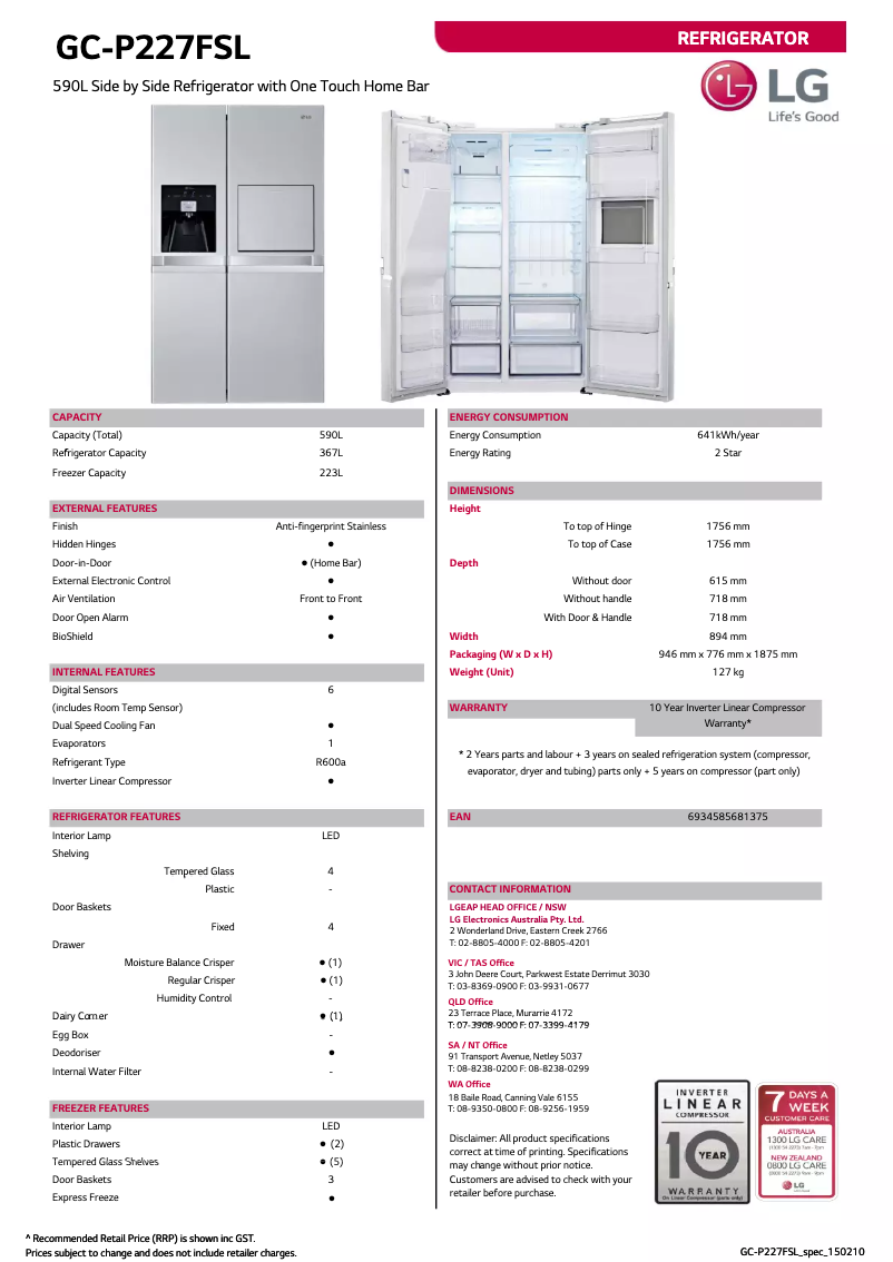 Imagen de la primera página del manual del dispositivo GC-P227FSL
