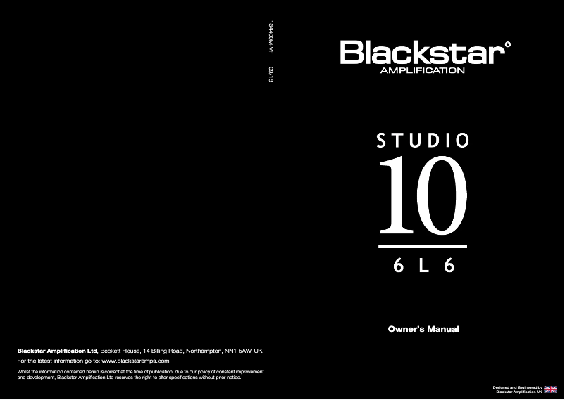 Página nº 1 - Manual de usuario Blackstar Studio 10 6L6