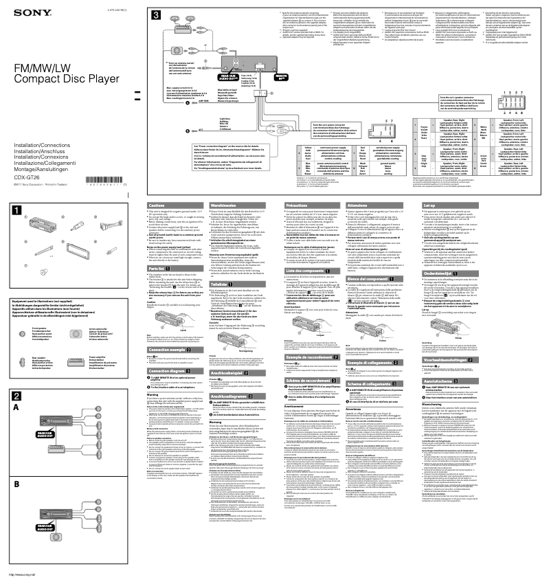 Imagen de la primera página del manual del dispositivo CDX-GT26