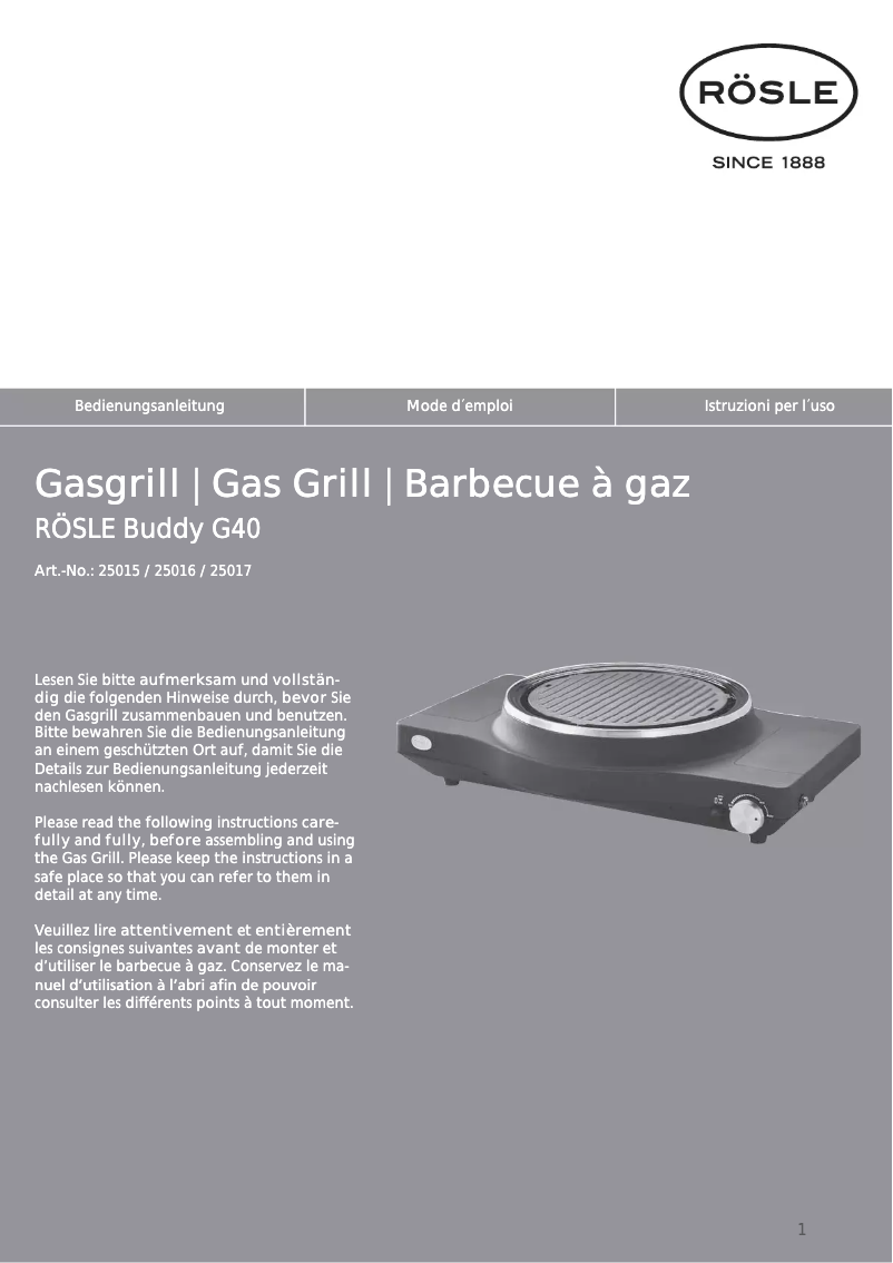 Página nº 1 - Manual de usuario Rösle Buddy G40