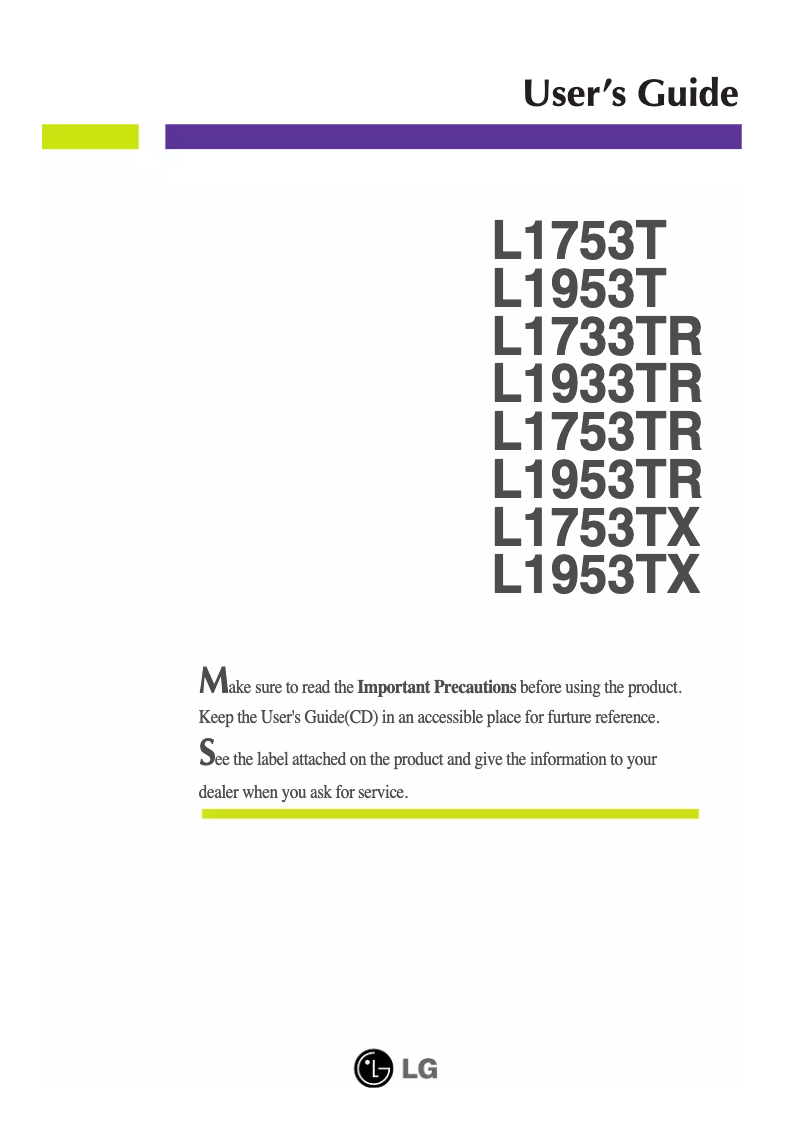 Imagen de la primera página del manual del dispositivo L1953TS