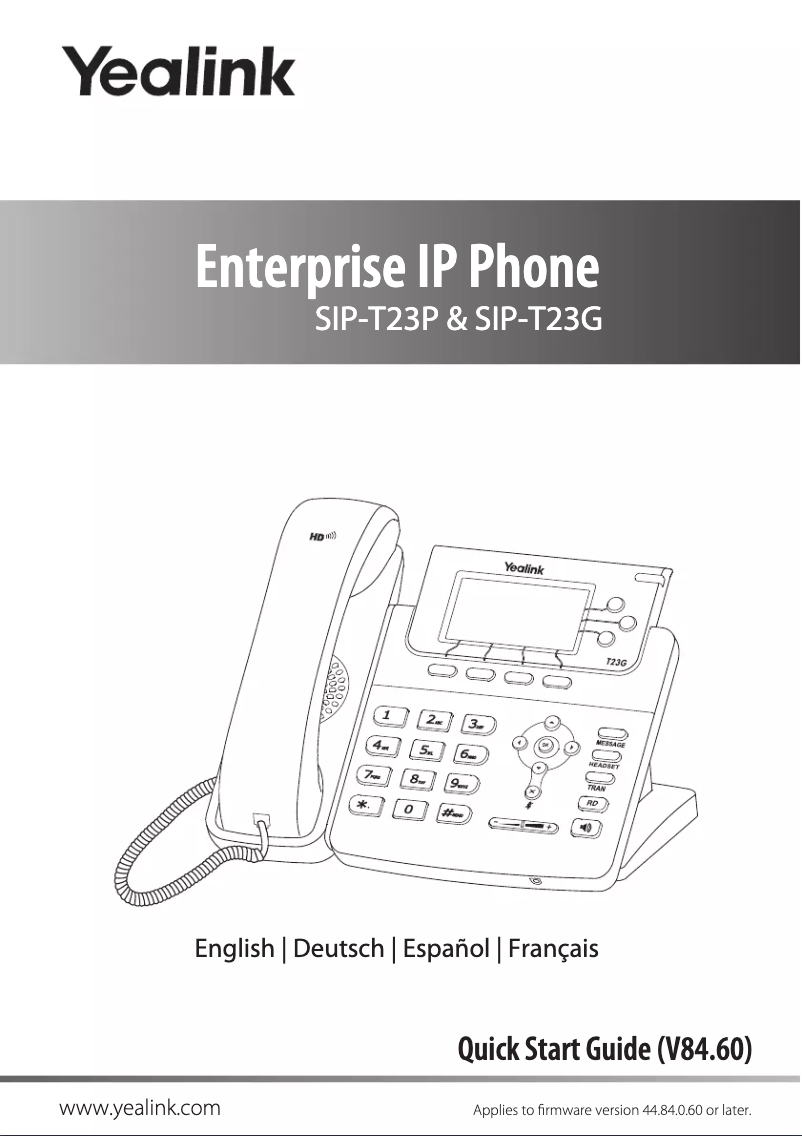 Imagen de la primera página del manual del dispositivo SIP-T23P