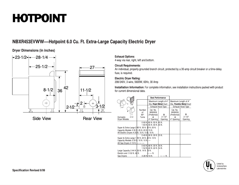 Imagen de la primera página del manual del dispositivo NBXR453EVWW