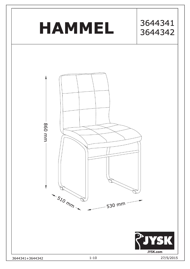 Página nº 1 - Manual de usuario JYSK Hammel