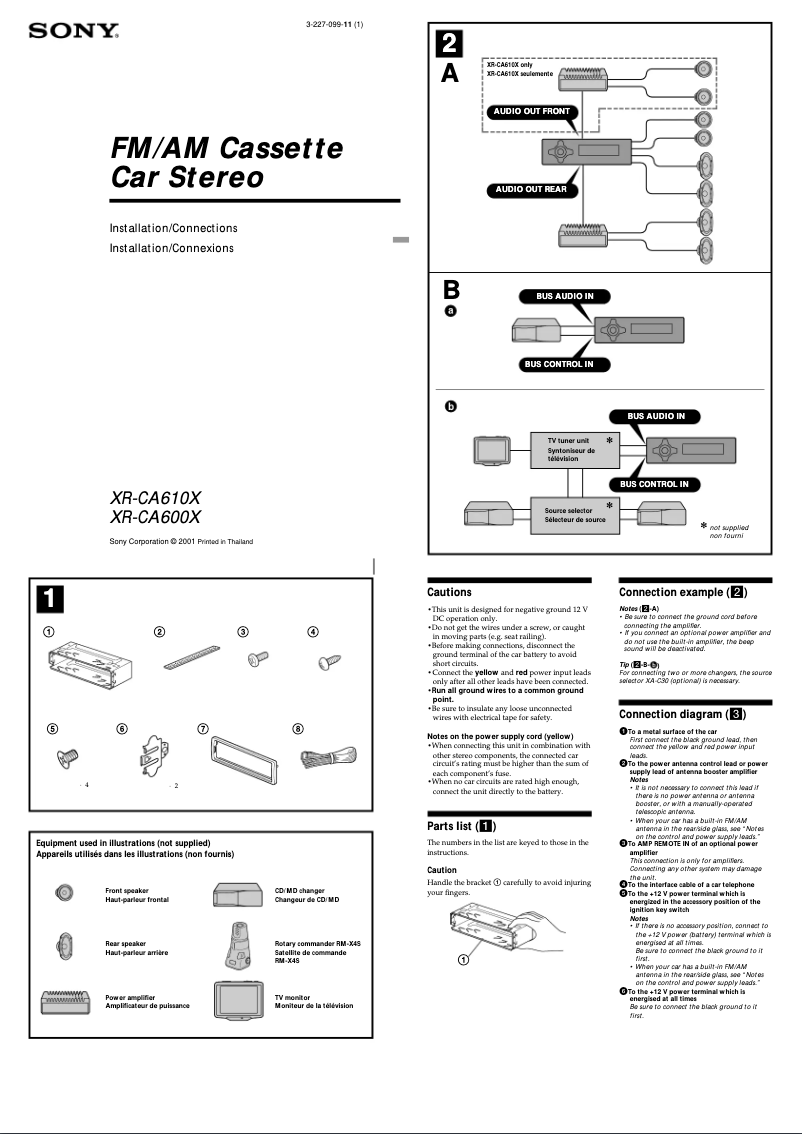 Imagen de la primera página del manual del dispositivo XR-CA600X
