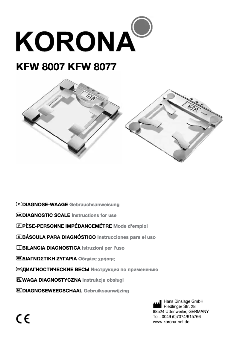 Imagen de la primera página del manual del dispositivo KFW 8007
