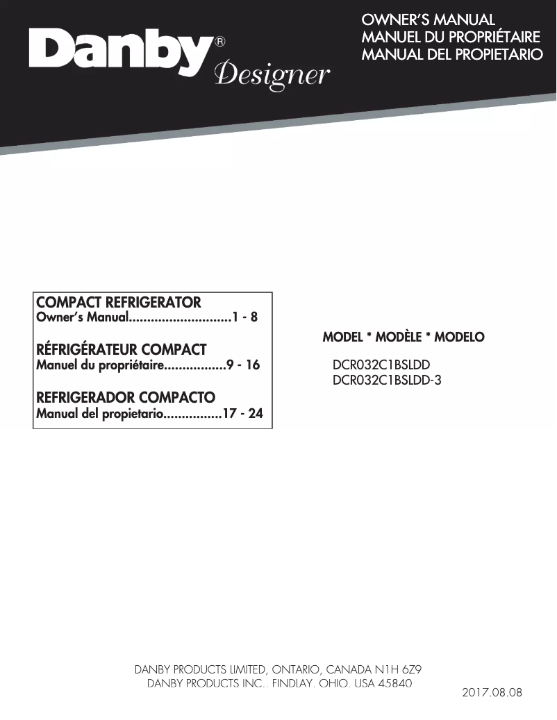 Página nº 1 - Manual de usuario Danby DCR032C1