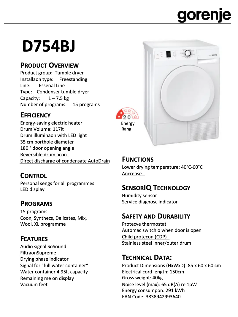 Imagen de la primera página del manual del dispositivo D754BJ