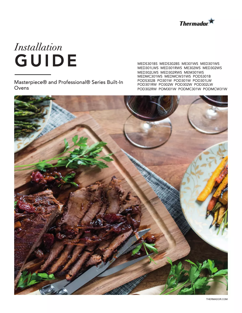Página 1 del manual Guía de instalación Thermador POM301W