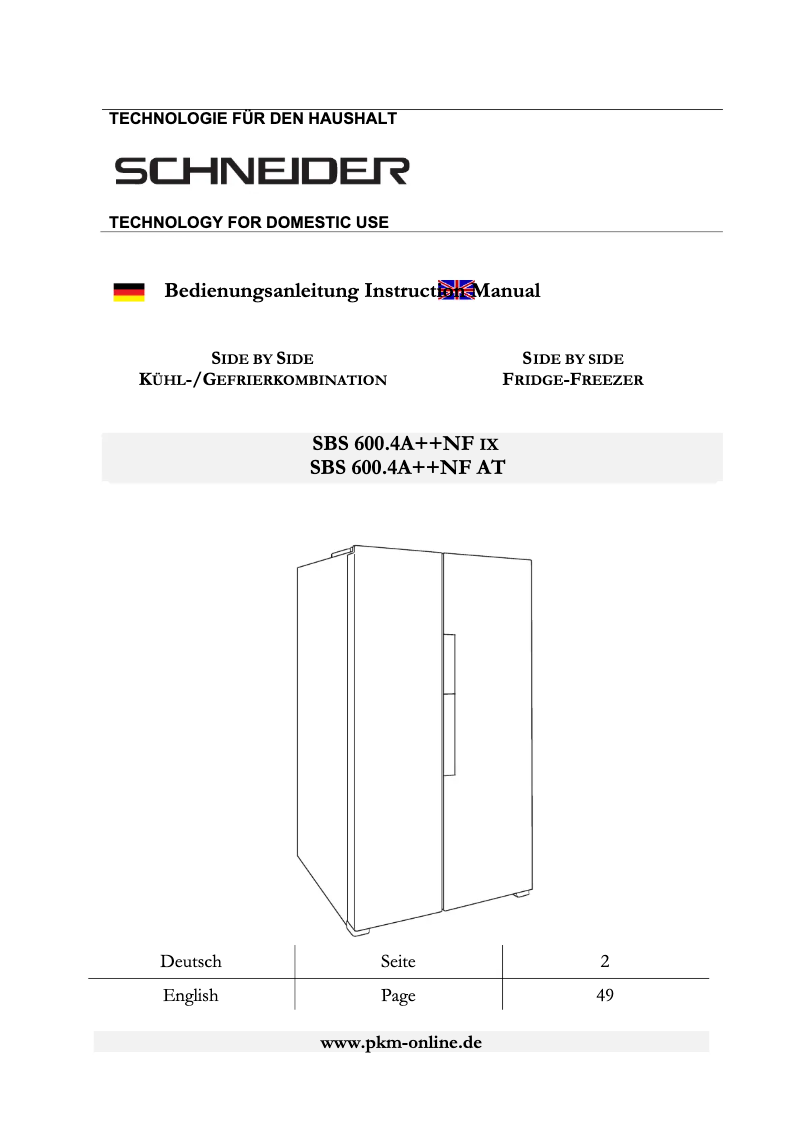 Página 1 del manual Manual de usuario Schneider SBS 600.4 A++ NF IX
